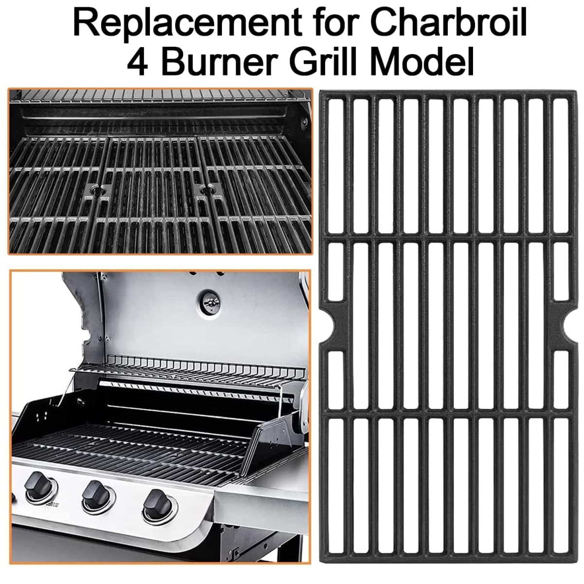 JCLMER Cast Iron Grill Grates Replacement for Charbroil Advantage 4 Burner thumbnail 5