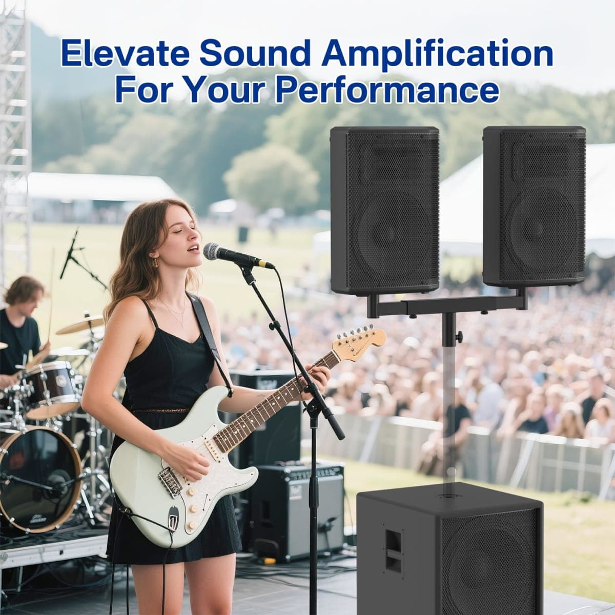 Heavy Duty Dual Fork Bracket Speaker Mount Bar Mounting Adjustable Width 13.78"- 20.47" | Fork Speaker Pole Mount Bar Adapter for PA/DJ Speakers with 35mm Pole Hole, Single thumbnail 5
