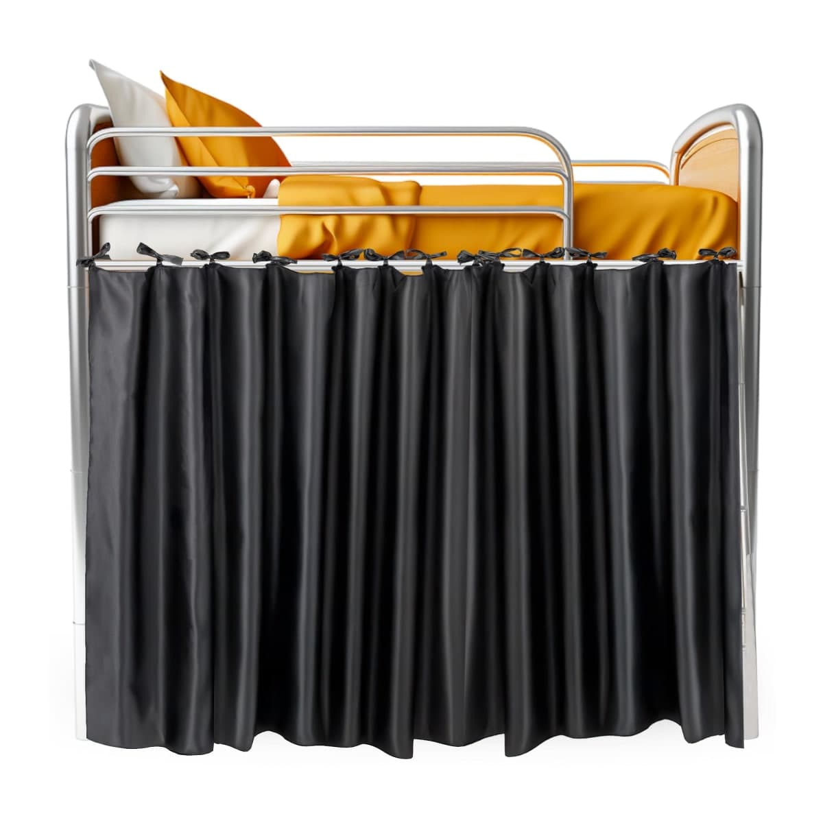 Calm&Cozy Blackout Curtain for Bottom Bunk – Bunk Bed Curtain, Easy Tie-On, No-Drill, Fits Twin Loft & Dorm Beds, 100% Polyester, Canopy Cover, Privacy Curtain, Blackout Panel, Study Nook thumbnail 3