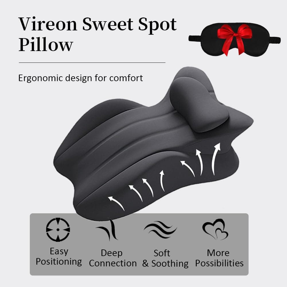Vireon Sweet Spot Memory Foam Pillow, 27° Angle, Perfect Position, for Buttocks, Provides Waist and Neck Support, for All Postures (Black) thumbnail 2