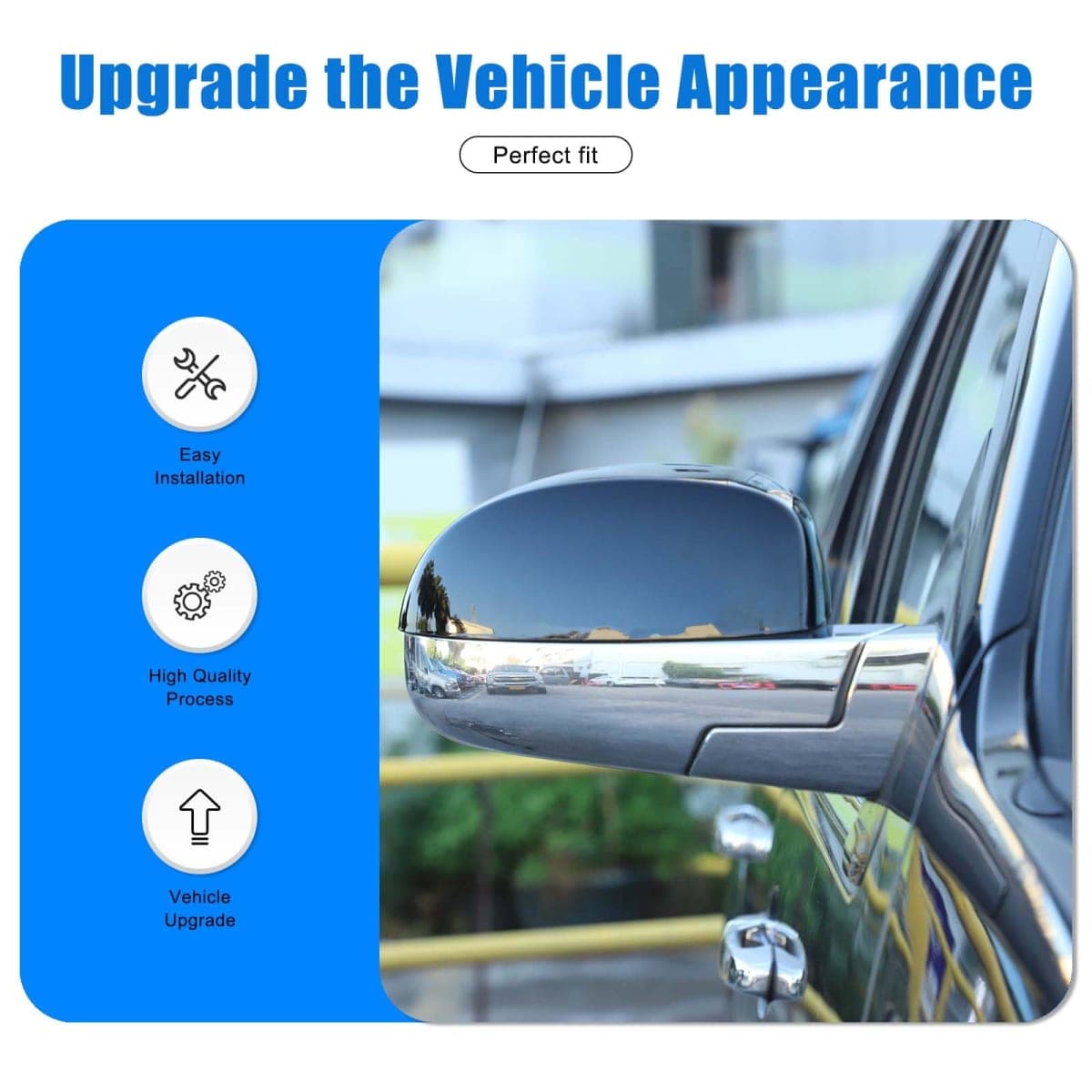 HIRUFAIT Side Door Mirror Cover C@dillac Escalade 2007-2014, Car Outside Rear View Mirror Housing Protector Cover Cap Trim Accessories ABS Plastic 2PCS (Glossy Black) thumbnail 3