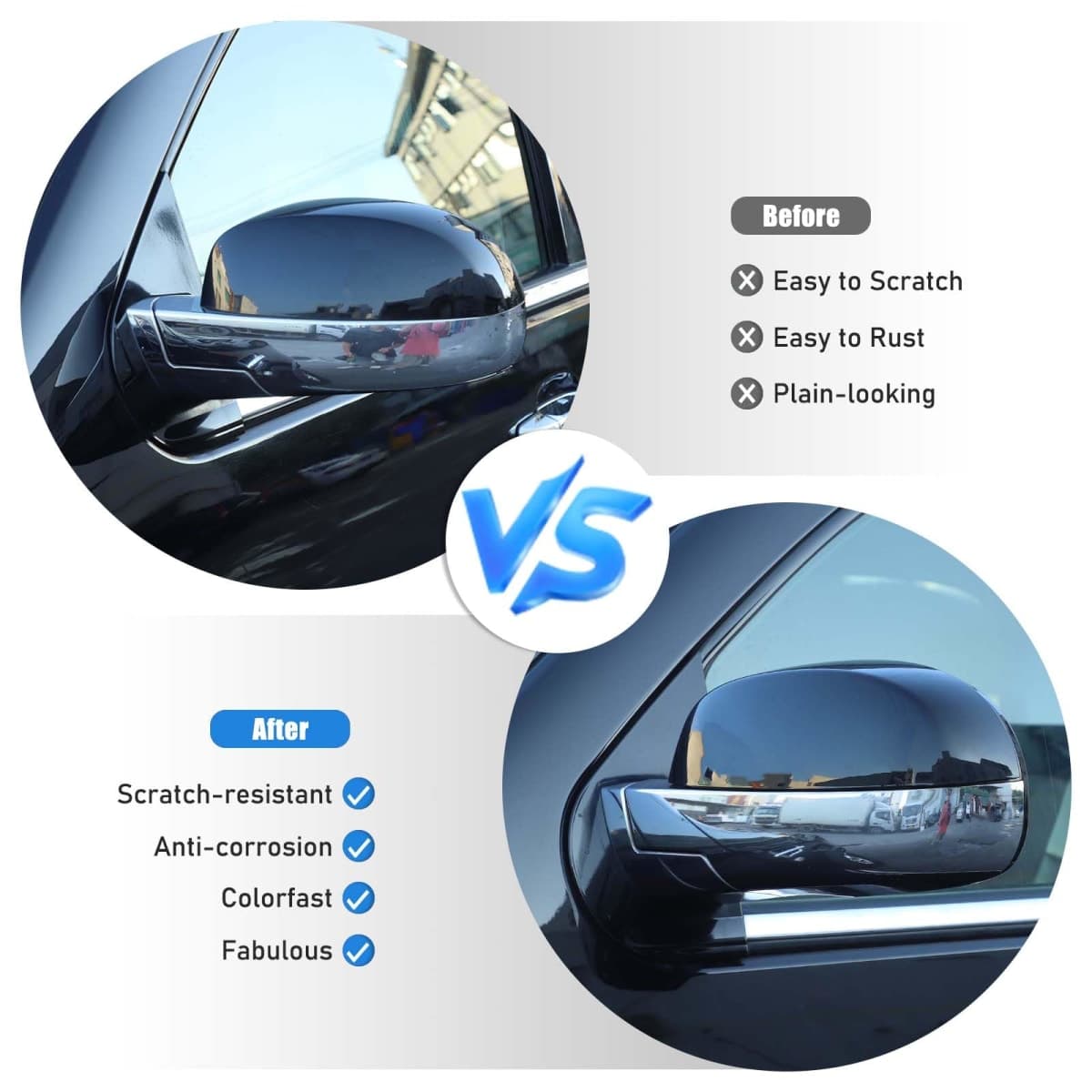 HIRUFAIT Side Door Mirror Cover C@dillac Escalade 2007-2014, Car Outside Rear View Mirror Housing Protector Cover Cap Trim Accessories ABS Plastic 2PCS (Glossy Black) thumbnail 4