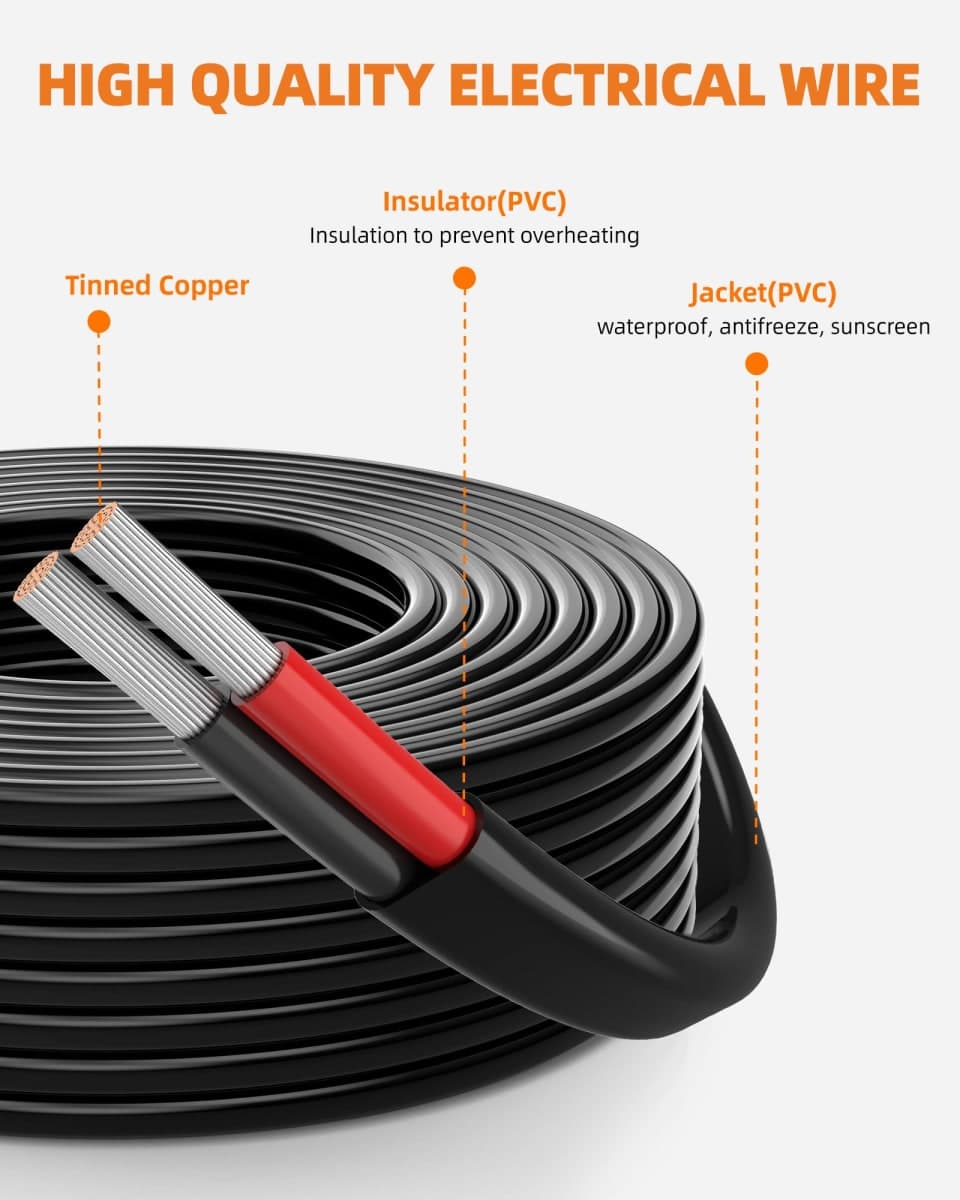 CONEPY 18 Gauge Wire, 18 AWG 2 Conductor Electrical Wire, Flexible/Oxygen-Free Tinned Copper/Stranded PVC 18/2 Cord for Automotive, Marine, LED Strips, Solar, RV, Lighting (30FT) thumbnail 2