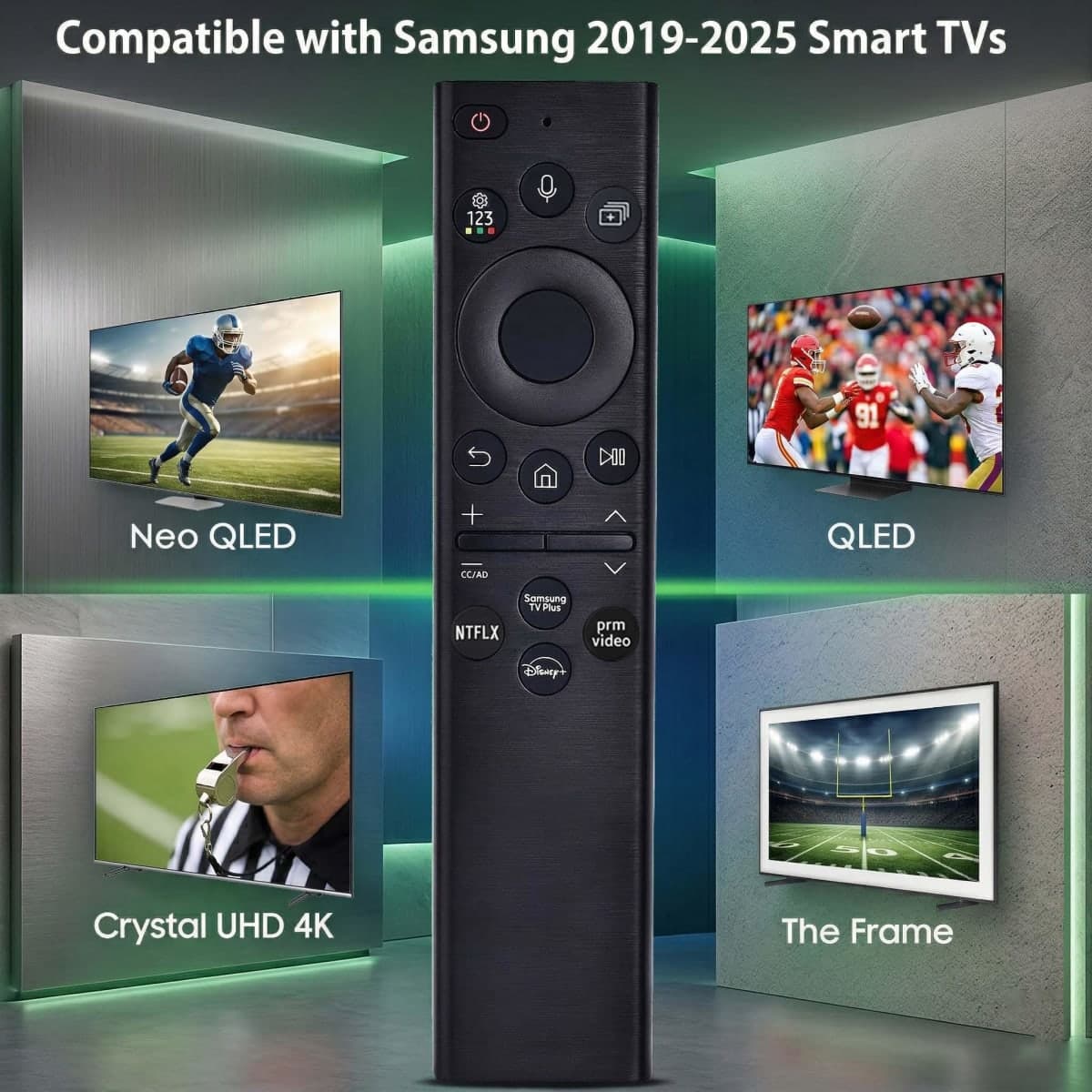 Replacement Remote for Samsung Smart TV,Replacement Control Compatible with BN59-01385A,Solar Version,for All 2019 to 2025 Samsung Crystal/UHD/QLED/Frame/NEO QLED/ 4K 8K Smart TVs,2 Year Warranty thumbnail 2