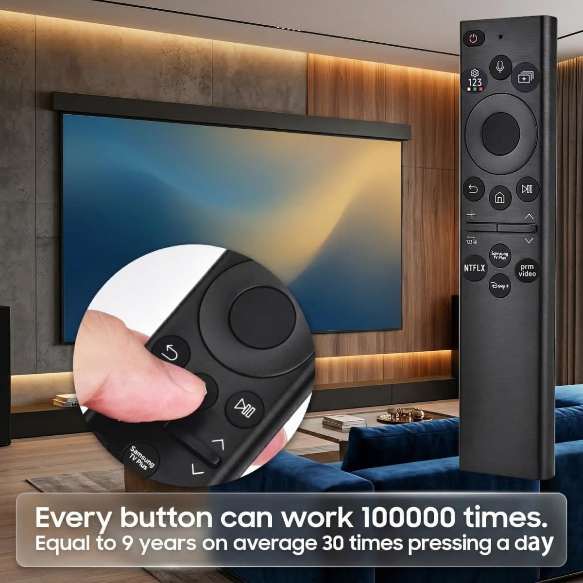 Replacement Remote for Samsung Smart TV,Replacement Control Compatible with BN59-01385A,Solar Version,for All 2019 to 2025 Samsung Crystal/UHD/QLED/Frame/NEO QLED/ 4K 8K Smart TVs,2 Year Warranty thumbnail 4