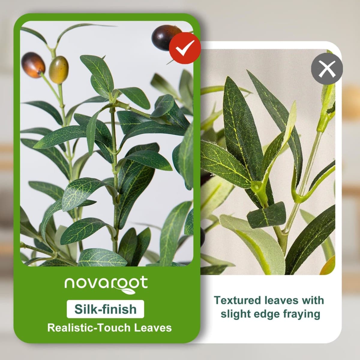 Olive Trees Artificial Indoor, 5FT Tall Faux Olive Tree with Moss and Planter, Artificial Plants Indoor with Natural Wood Trunk and Lifelike Fruits, Fake Tree for Home Office Living Room Decor thumbnail 5