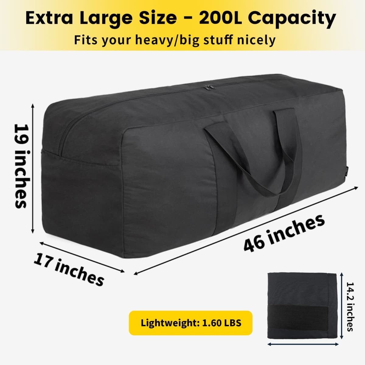 Vorspack 100L/150L/200L/250L Lightweight Foldable Travel Bag for Men Women, black, 250L, Robust outdoor thumbnail 2