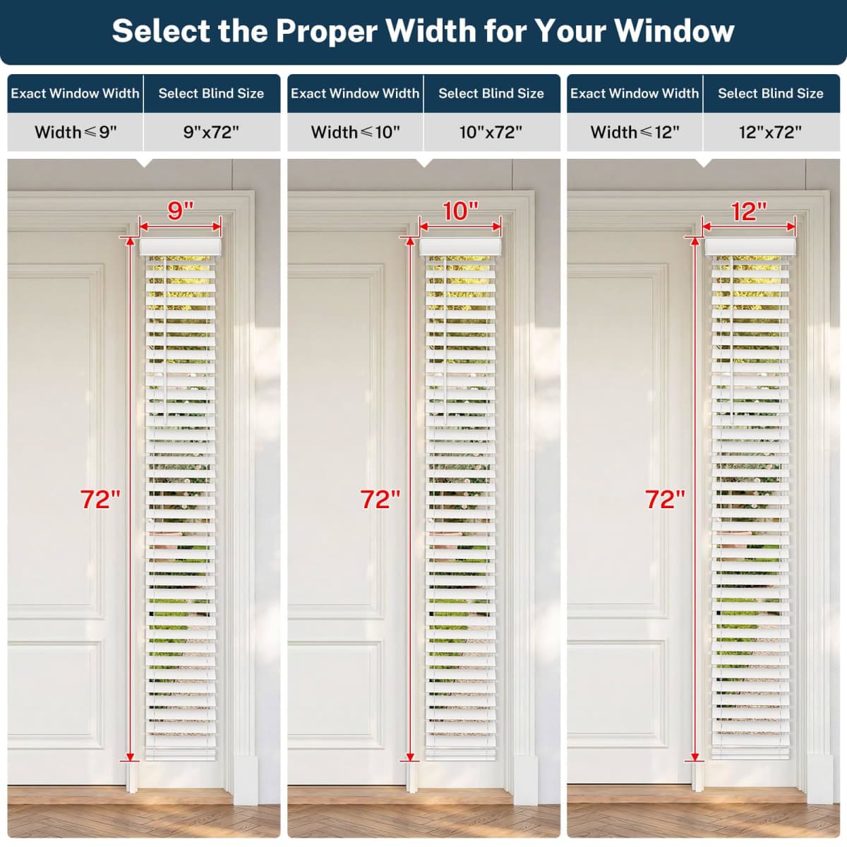 Pasoun Cordless Sidelight Blinds, 12" W x 72" H White Faux Wood Horizontal Window Blinds for Front Door, 2" Slats with Adjustable Tilt Wand, Privacy & Light Control for Narrow Windows and Entryways thumbnail 5
