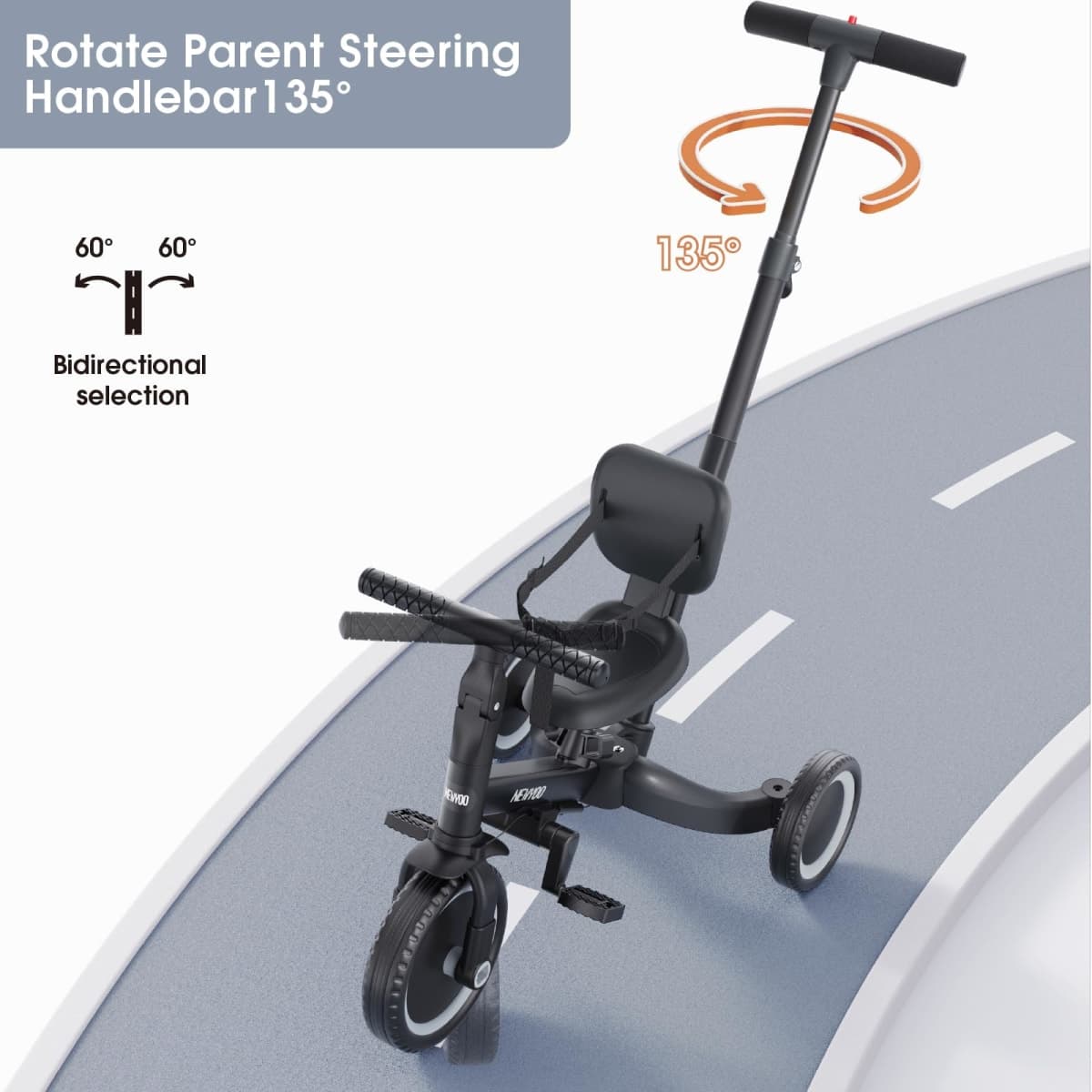newyoo TR007 5-in-1 Tricycle for Toddlers 1-3, Toddler Bike, Birthday Gift thumbnail 3