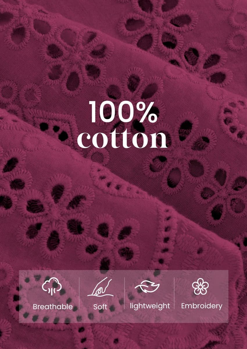 PRETTYGARDEN Womens Tank Tops 2026 Summer Button Down Shirts Embroidered Eyelet Dressy Casual Blouses Beach Vacation Clothes (Burgundy,Medium) thumbnail 5