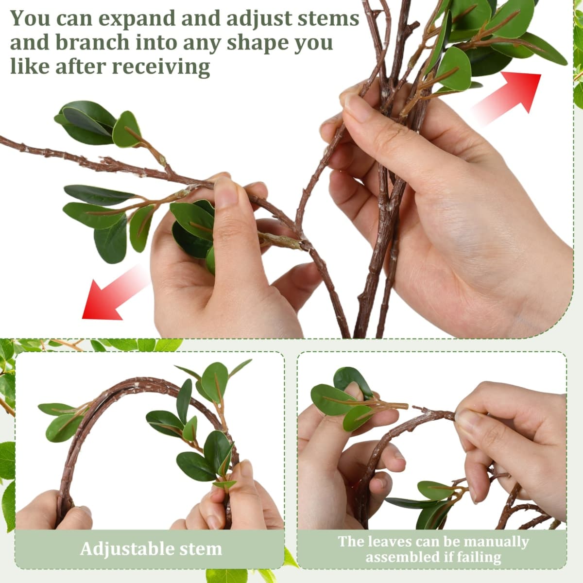 Hoplito 5Pcs 45Inch Artificial Greenery Stems Tall Fake Plants Branch Faux Greenery for Vase Home Party Wedding Decoration Garden Shop Office Desk Decoration thumbnail 3