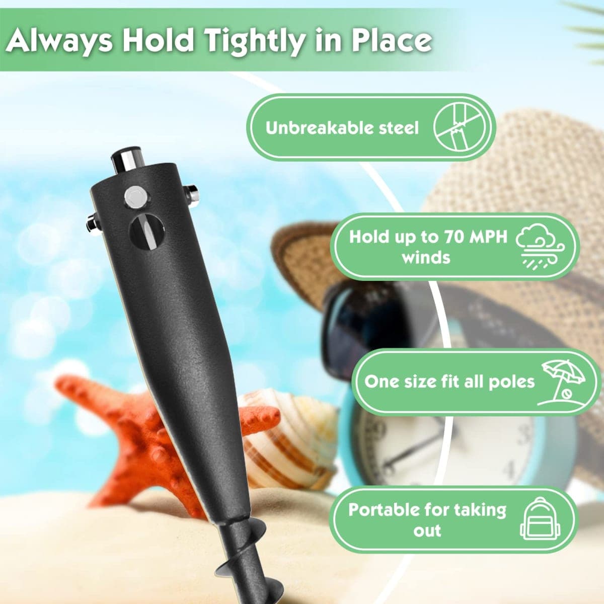 DAKEPOLE Umbrella Sand Anchor,Heavy Duty Steel No Dig Beach Sand Ground Anchor,Windproof Strong Beach Umbrella Holder Stand for Umbrellas,Poles, Christmas Tree Stand Holder thumbnail 4
