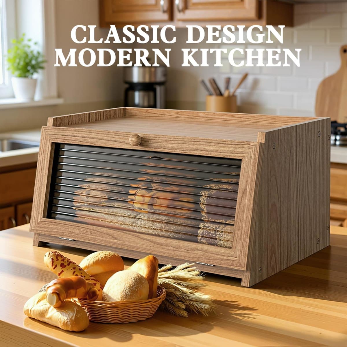 LOHASOK Bread Box for Kitchen Countertop,Yellow thumbnail 3