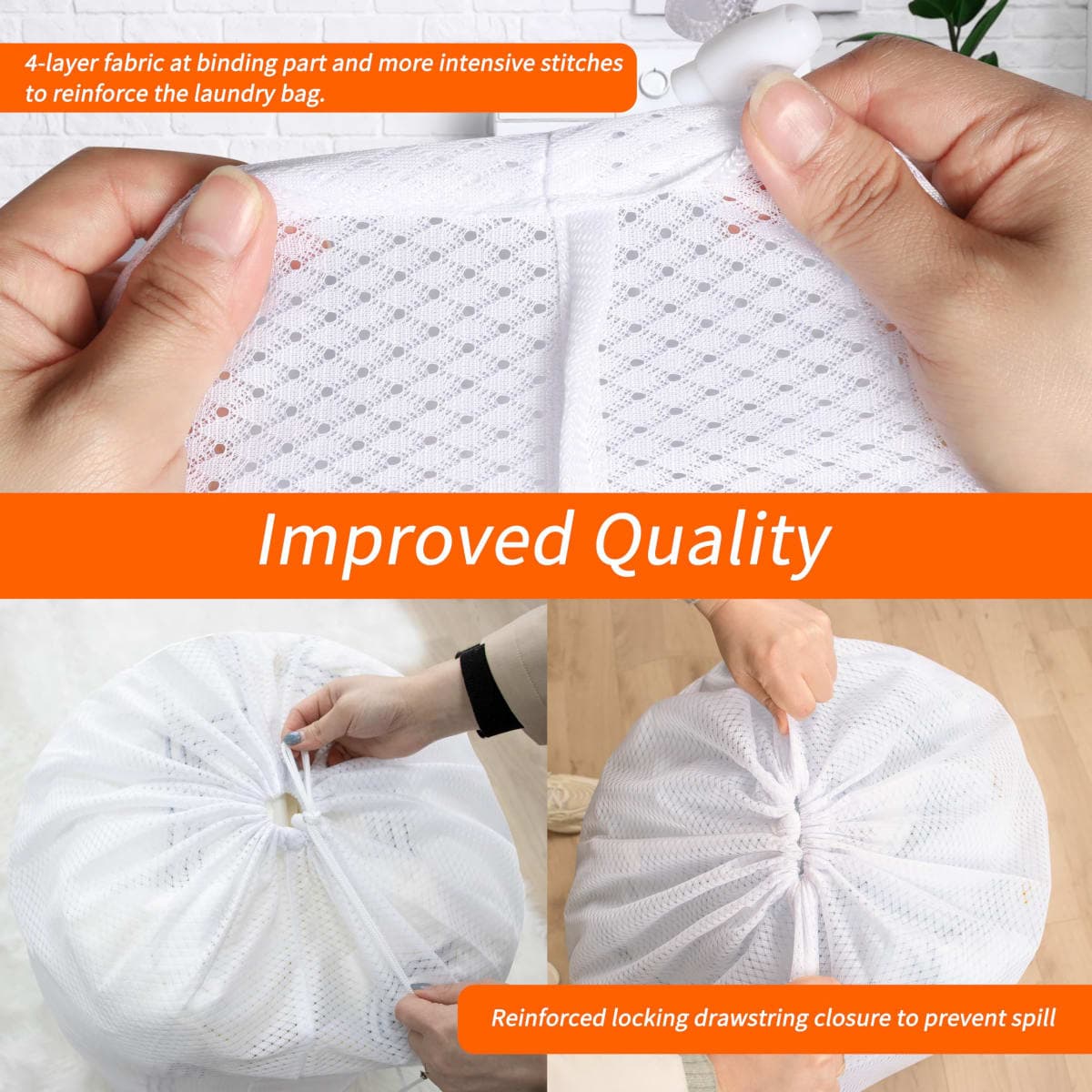 Polecasa Heavy Duty Diamond Mesh Laundry Bag, Extra Large, 24x36", White thumbnail 4