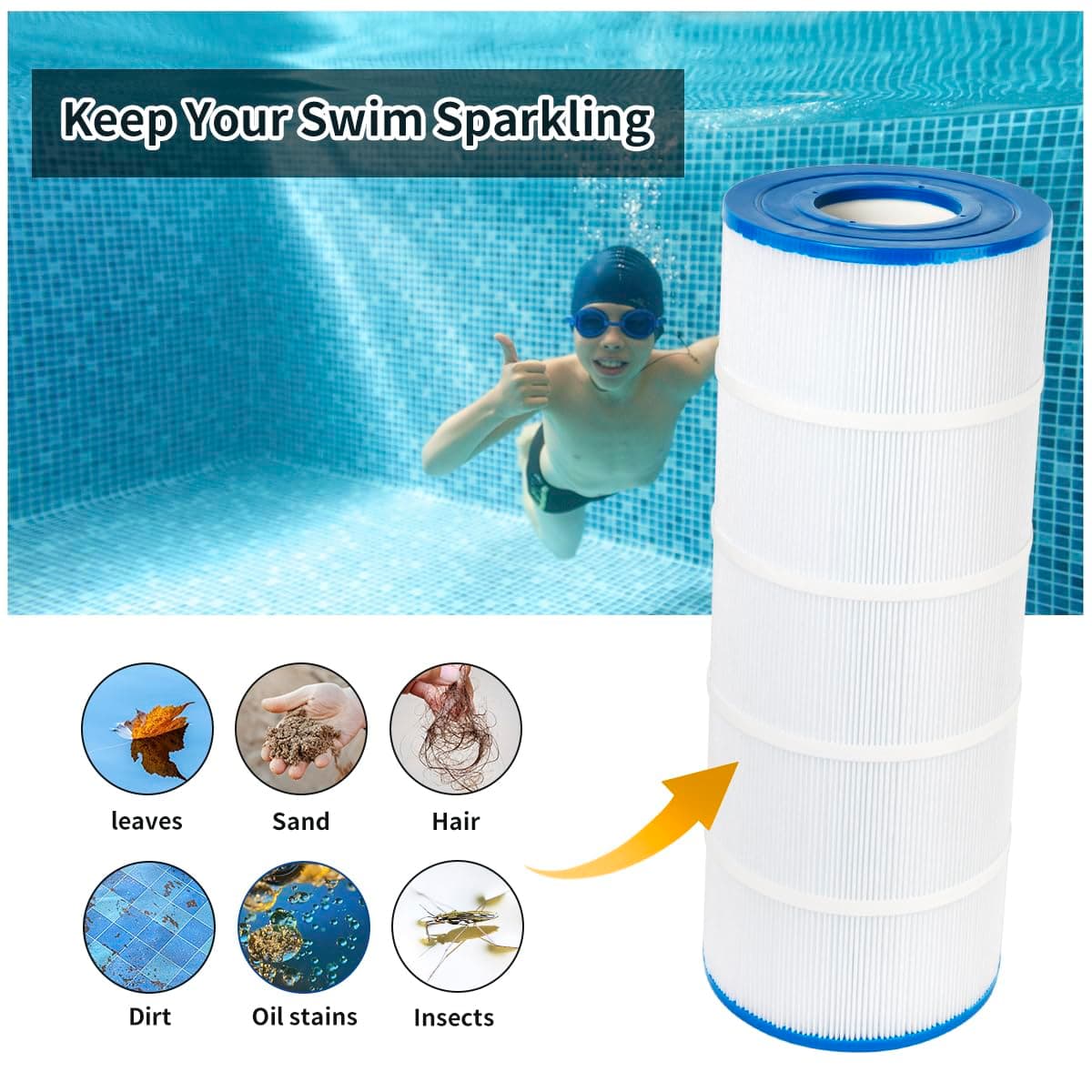 WuYan PA120 Pool Filter Compatible with Hayward C1200, CX1200RE, PA120,for Unicel C-8412, for Filbur FC-1293,Clearwater II 125,120 Sq. Ft Cartridge thumbnail 5