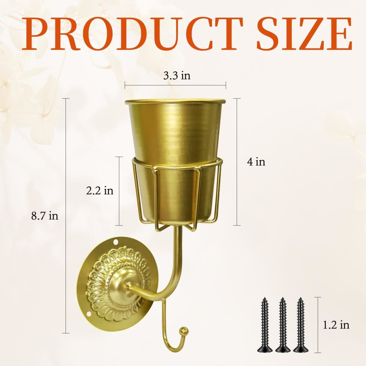 ADGJMPSV Vintage Brass Wall Vase, Hanging Home Decor, Multifunctional Hanging Organizer Container, Wall Mounted for Flowers & Keys, Kitchen Bathroom Bedroom Organization & Decor thumbnail 2