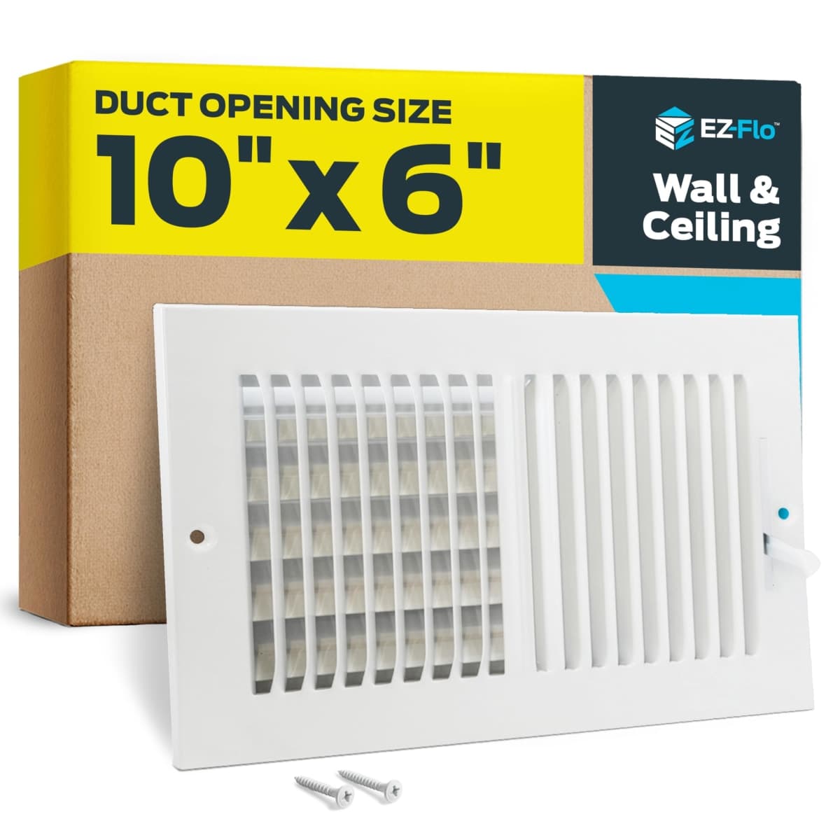 EZ-FLO 61610 Two-Way Sidewall/Ceiling Register, 10" x 6", White