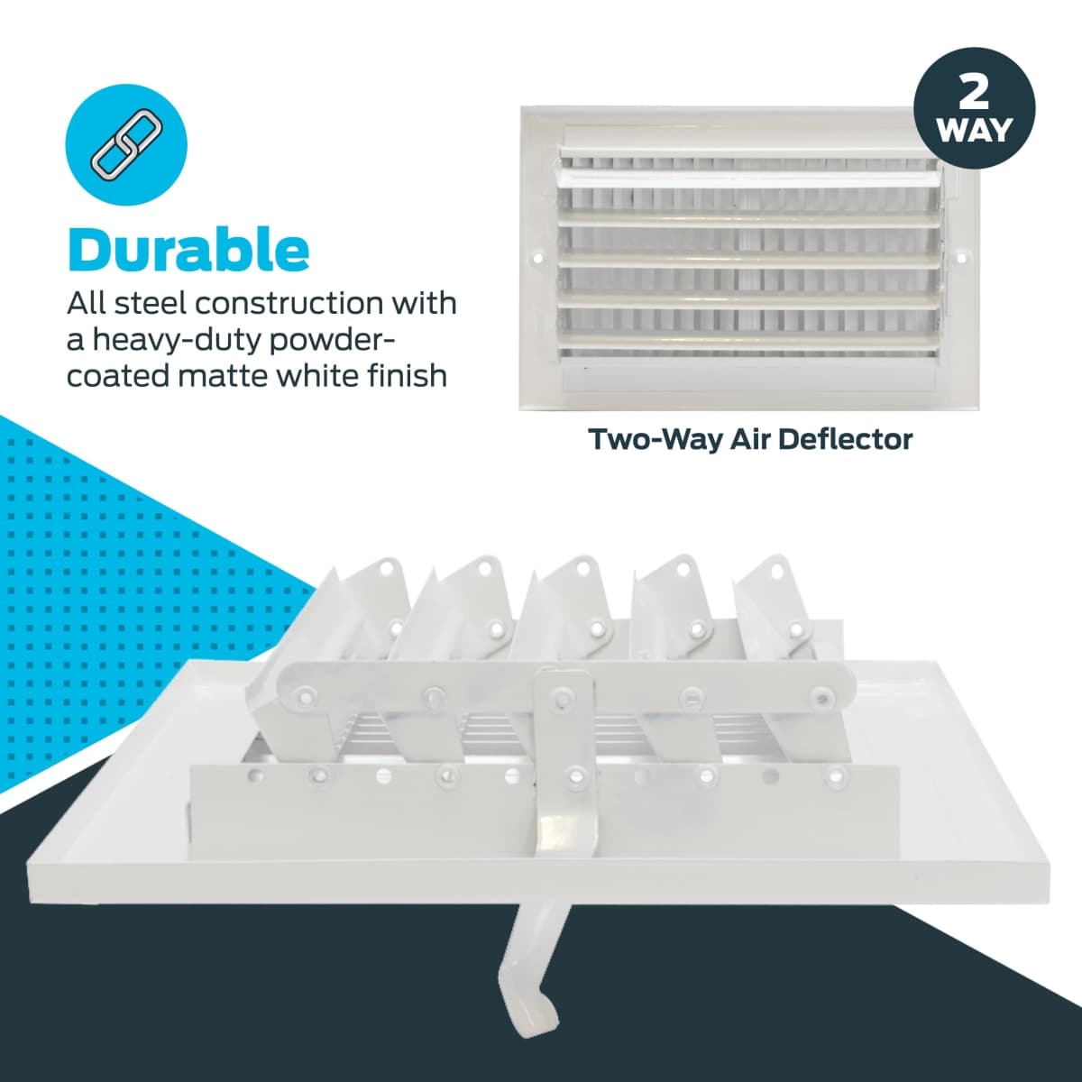 EZ-FLO 61610 Two-Way Sidewall/Ceiling Register, 10" x 6", White thumbnail 5