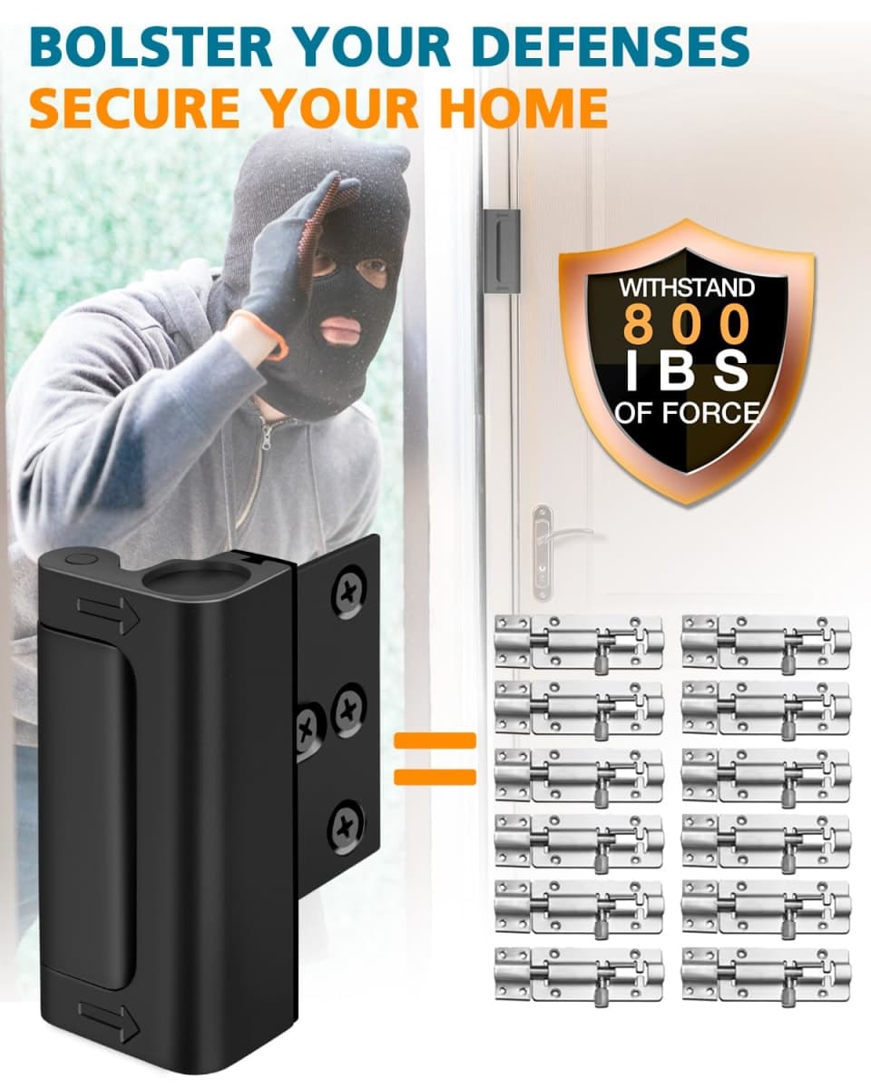 Home Security Door Reinforcement Lock - Child Proof Door Locks for Front Door Child Safety Lock High Door Locks for Kids Safety Withstand 800 lbs Top Flip Door Latch Lock for Inward Swinging Door thumbnail 2