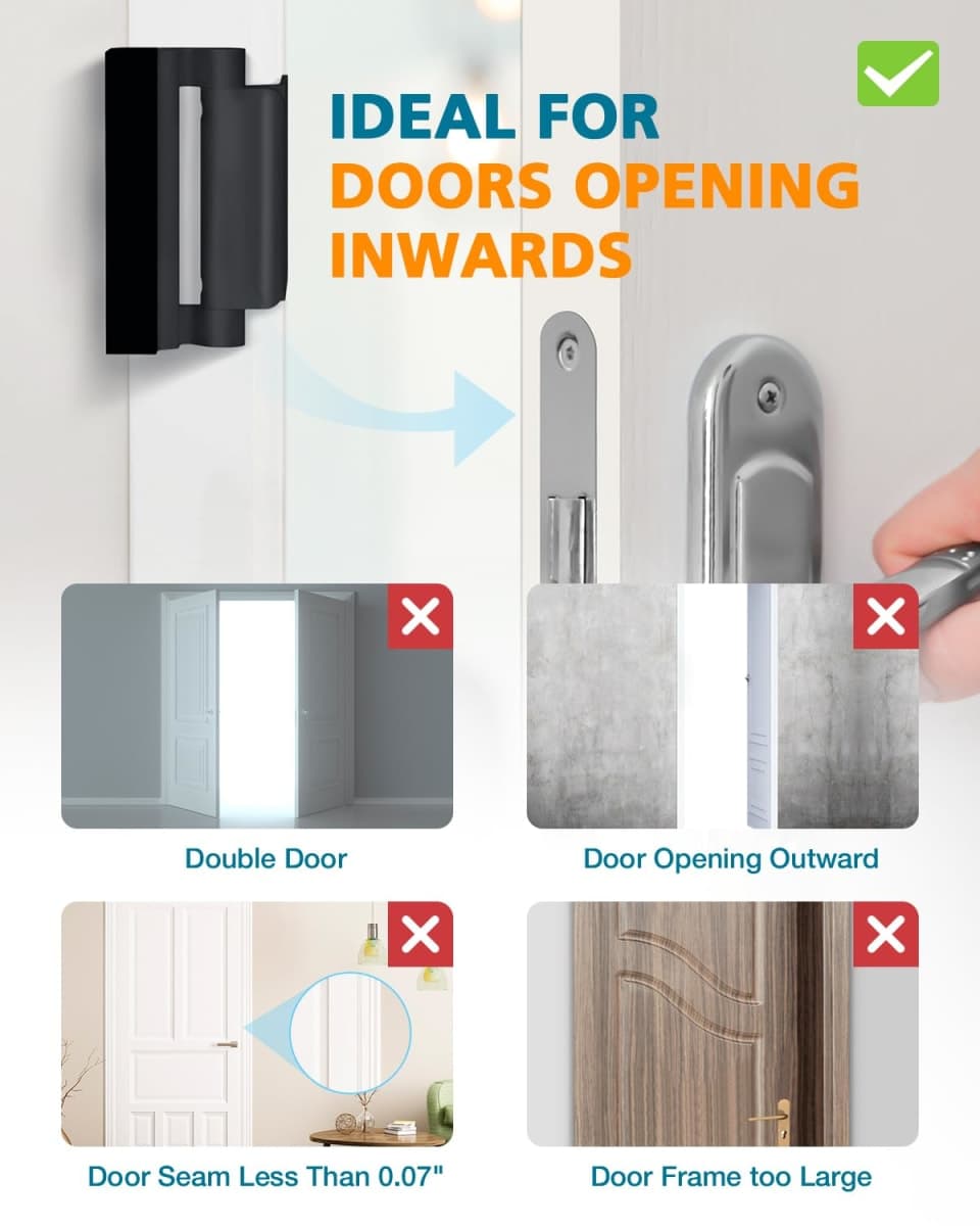 Home Security Door Reinforcement Lock - Child Proof Door Locks for Front Door Child Safety Lock High Door Locks for Kids Safety Withstand 800 lbs Top Flip Door Latch Lock for Inward Swinging Door thumbnail 5