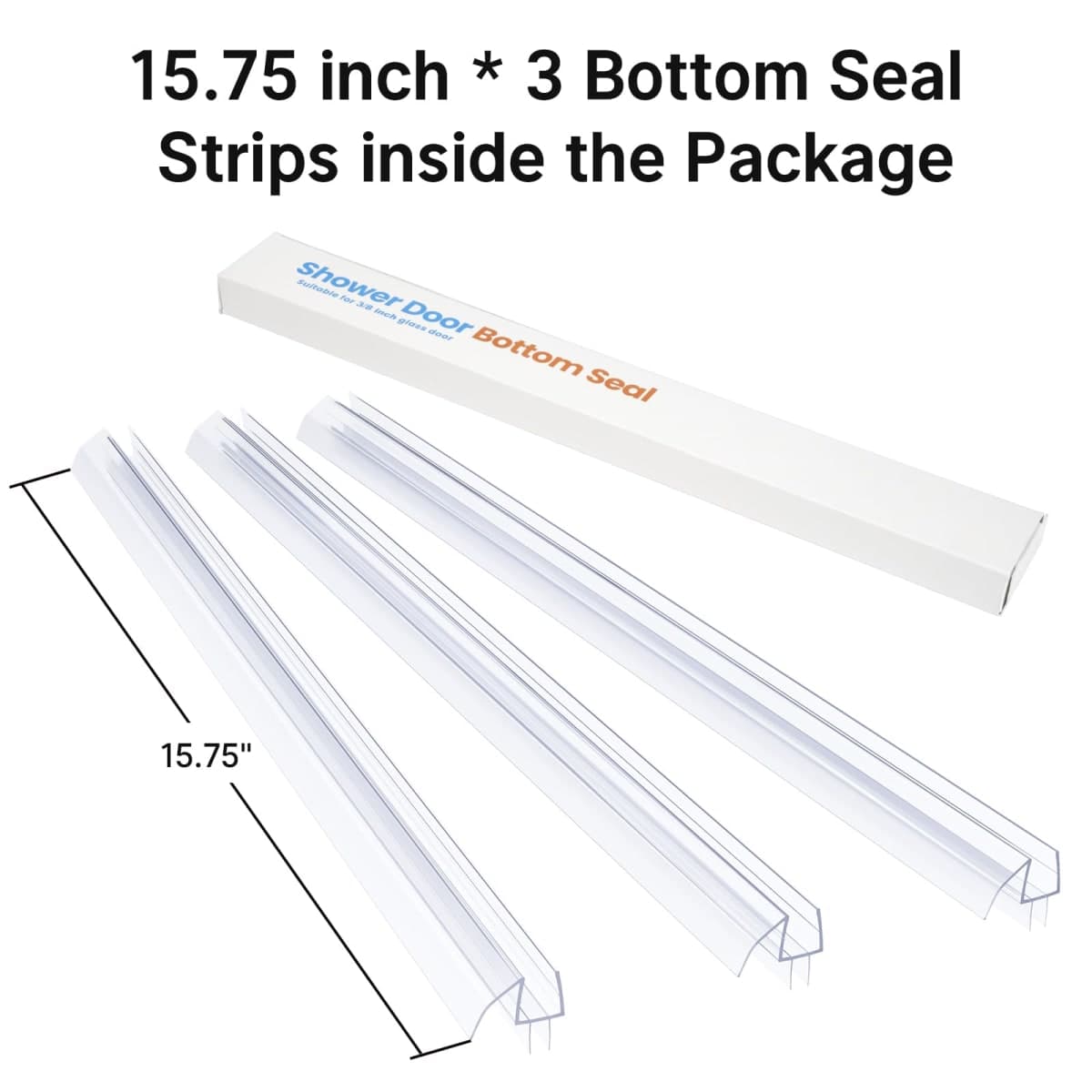 AmazerBath 3-Pack 15.75" Shower Door Bottom Seal Strip for 1/4"(6mm) Glass thumbnail 2