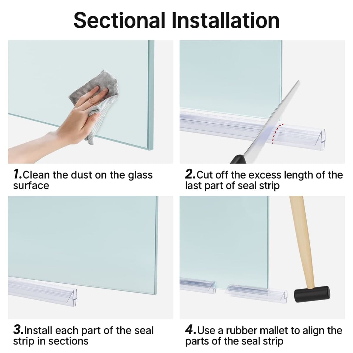 AmazerBath 3-Pack 15.75" Shower Door Bottom Seal Strip for 1/4"(6mm) Glass thumbnail 5