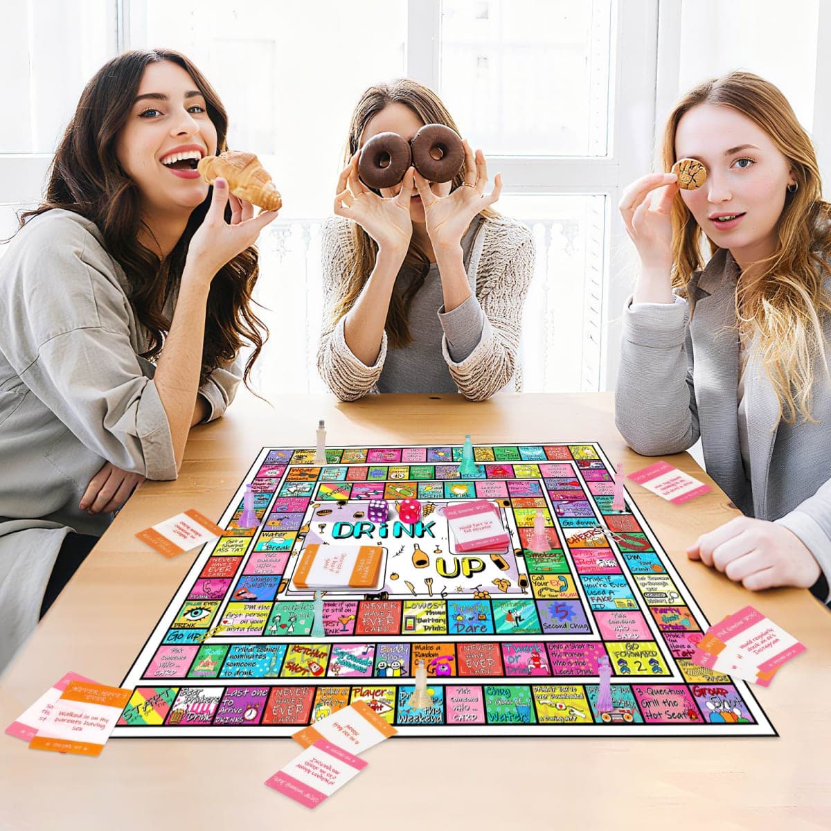 LSBIYUTEFO Drinking Game for Adults, Drinking Games Larger Fun Leather Mat Bachelorette Party Interactive Party Games for Game Night Adult Board Games(Cartoon) thumbnail 2