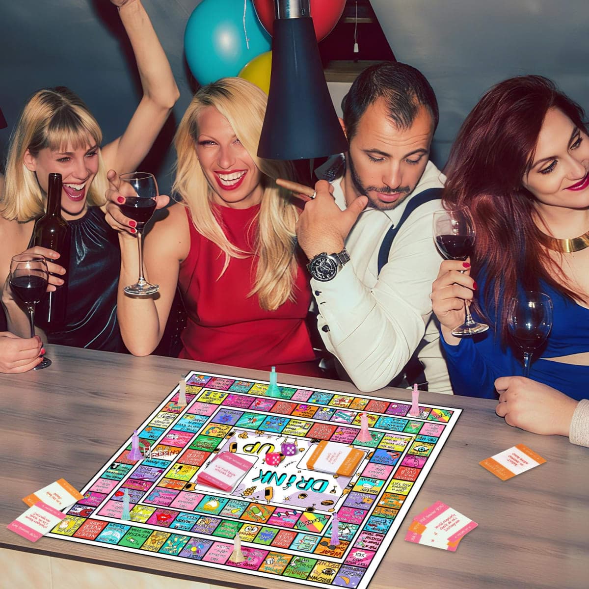 LSBIYUTEFO Drinking Game for Adults, Drinking Games Larger Fun Leather Mat Bachelorette Party Interactive Party Games for Game Night Adult Board Games(Cartoon) thumbnail 3