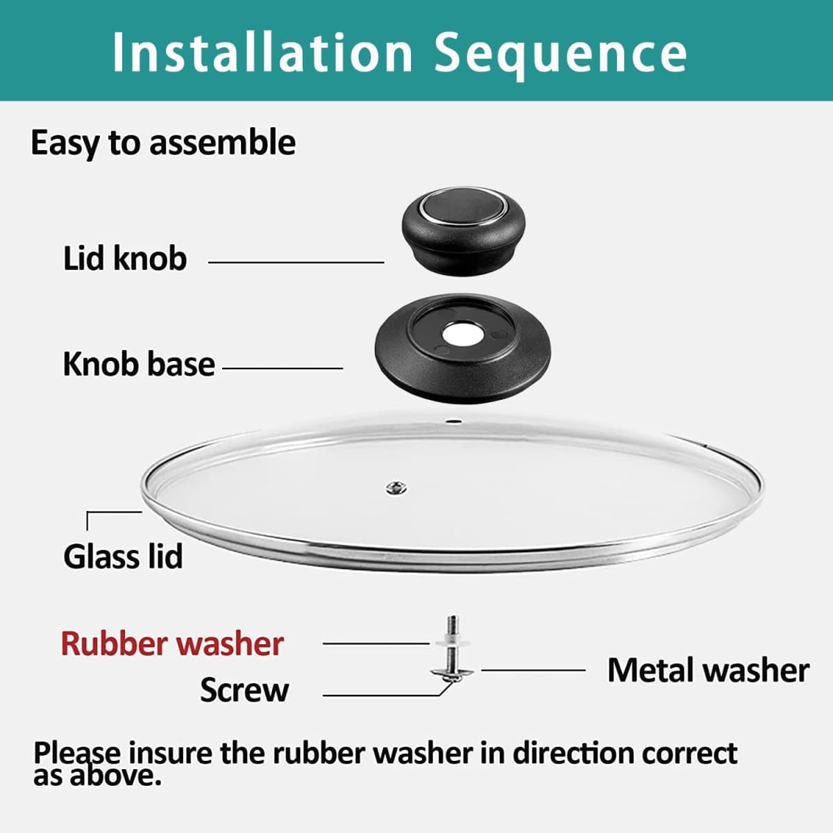 12 Inch Glass Lid for Frying Pan, Pans, Skillets & Pots, Clear thumbnail 3
