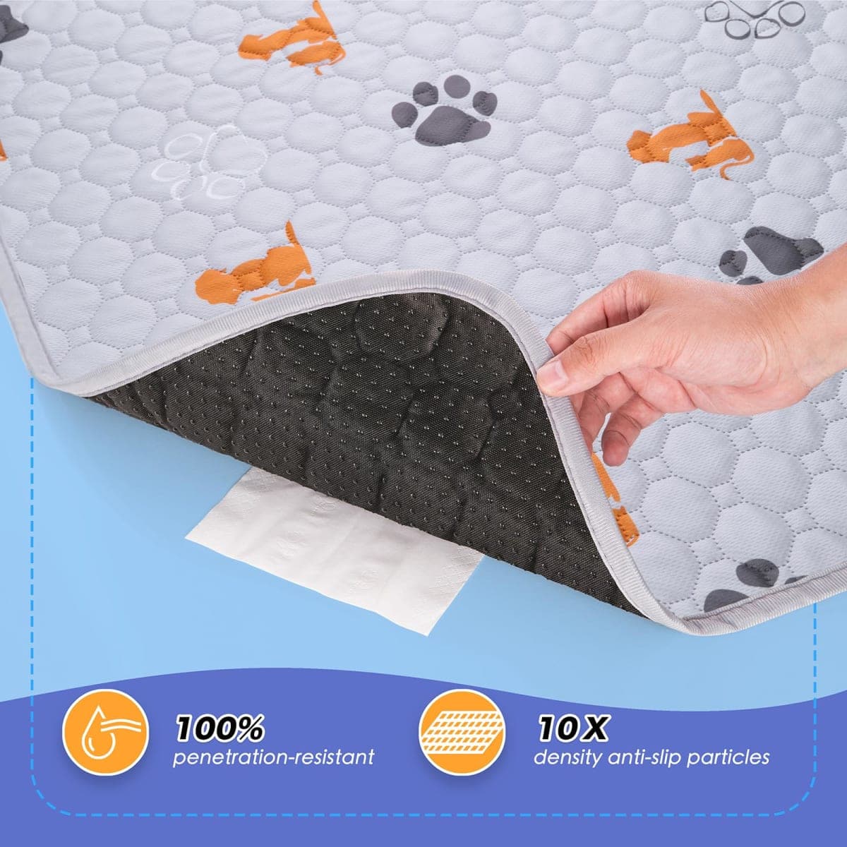 WanpeeGoo Washable Pee Pads for Dogs, Waterproof, 32 x 52 in, 2 Pack, Orng thumbnail 3