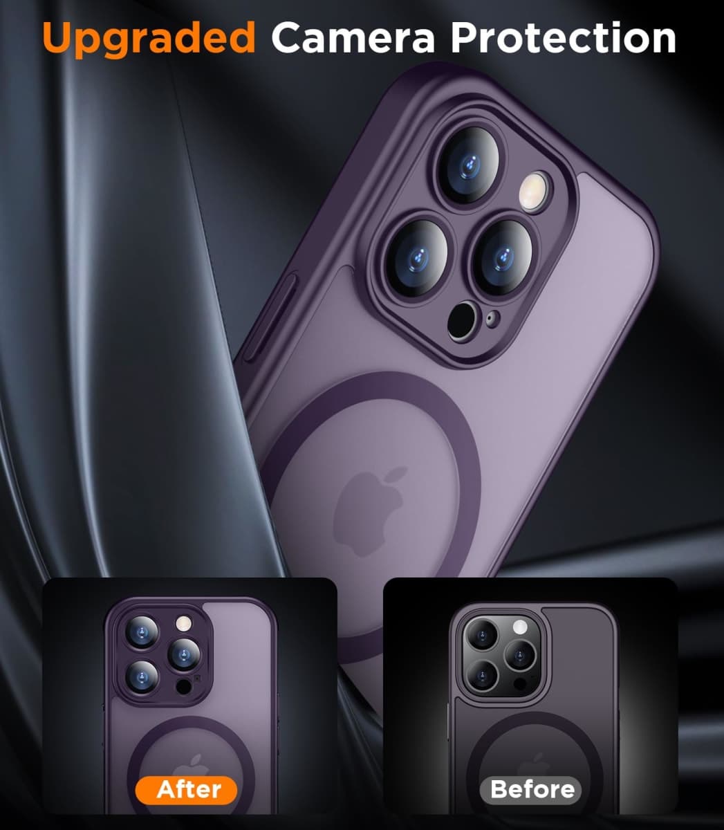 SPIDERCASE Designed for iPhone 13 Pro Max Case, Magnetic Translucent with 2PCS Tempered Glass Screen Protector Anti-Fingerprint Phone Case for iPhone 13 Pro Max 6.7'',Purple thumbnail 5