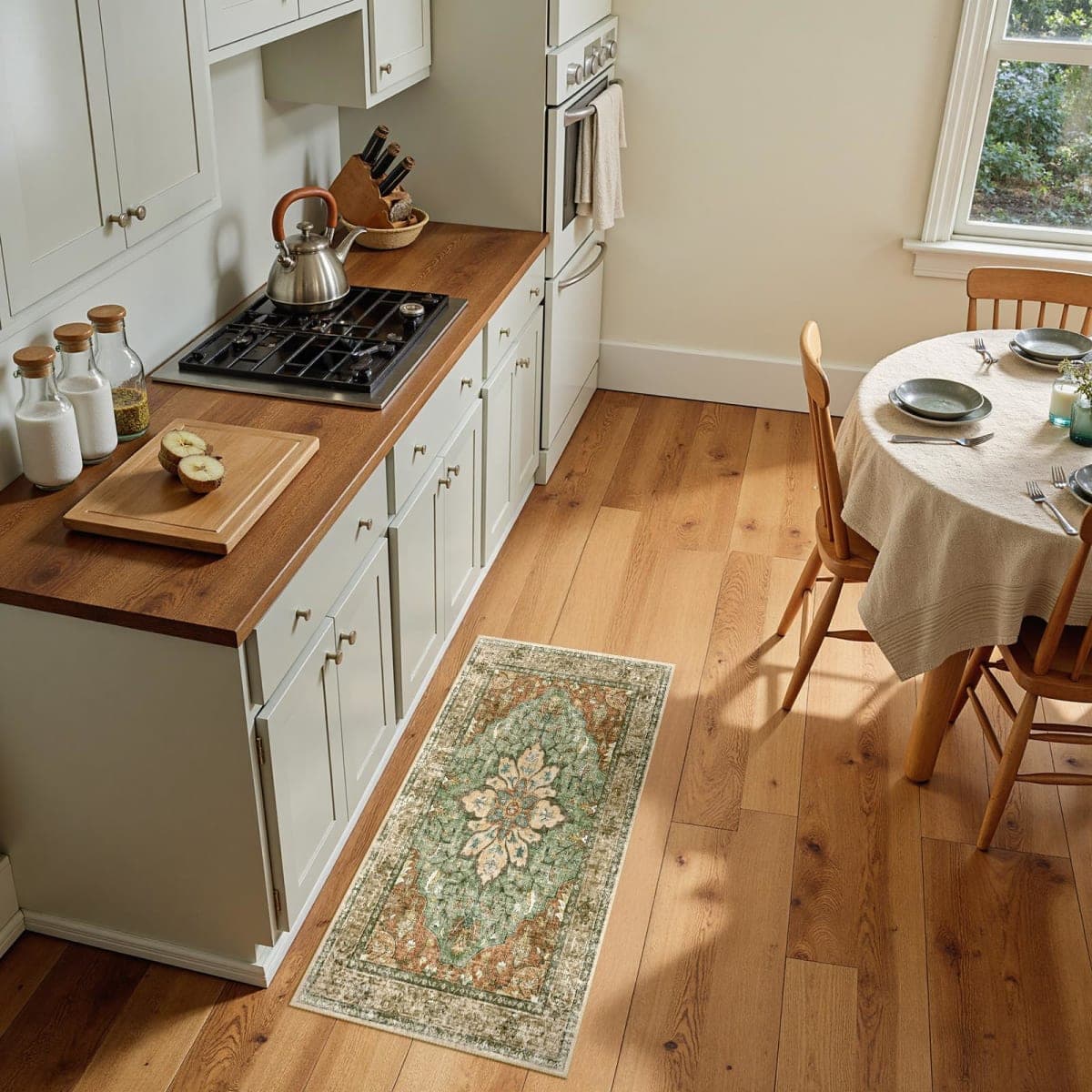 RELEANY Area Rugs Runner 2x4 Floral Washable Rug, Brick Rust Red Brown thumbnail 2