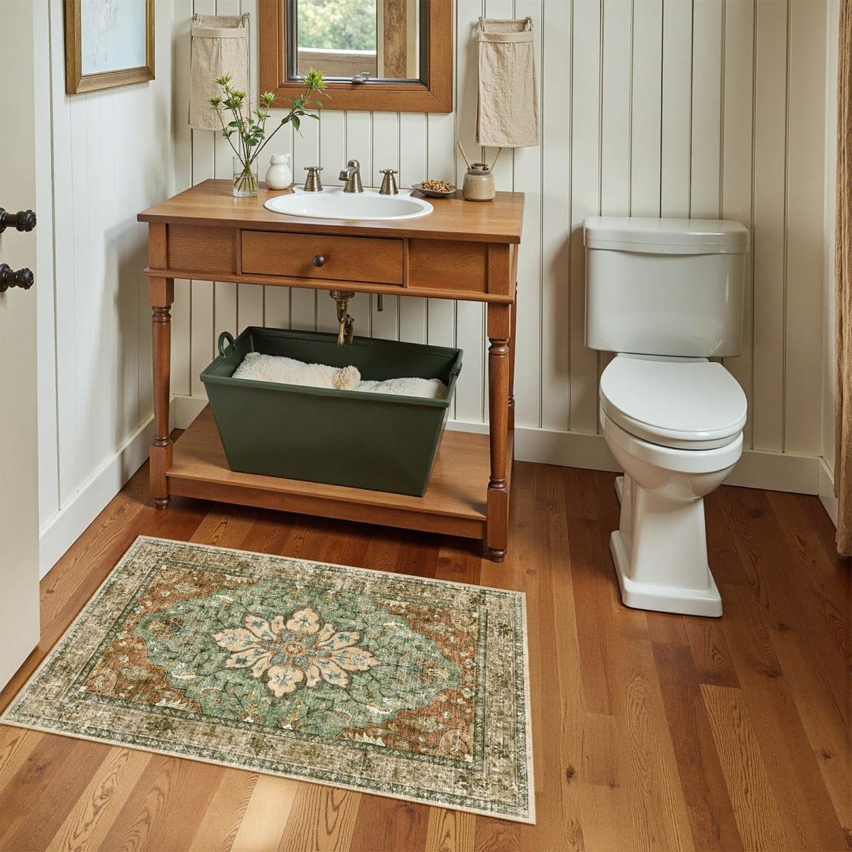 RELEANY Area Rugs Runner 2x4 Floral Washable Rug, Brick Rust Red Brown thumbnail 3