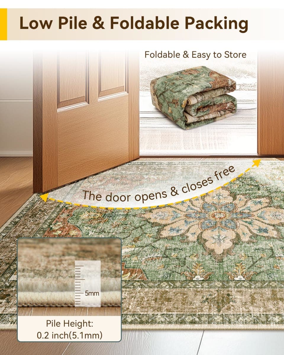 RELEANY Area Rugs Runner 2x4 Floral Washable Rug, Brick Rust Red Brown thumbnail 5