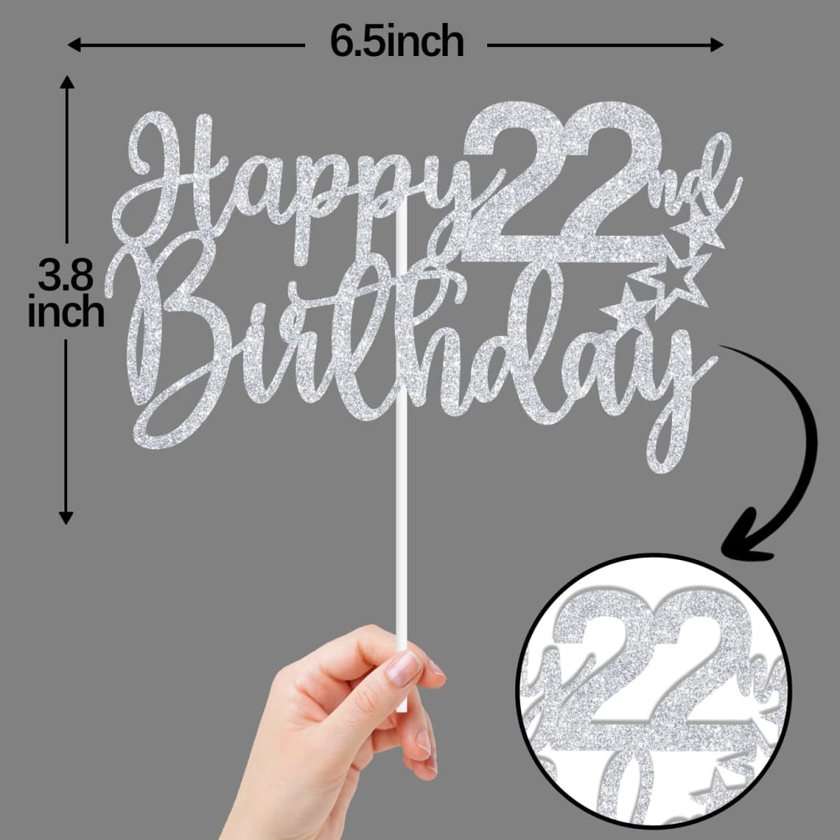 Sliver Glitter Happy 32nd Birthday Cake Topper, Cheers to 32 Years/Hello 32/Thirty Two, Funny 32nd Birthday Party Decorations for Women Men thumbnail 2