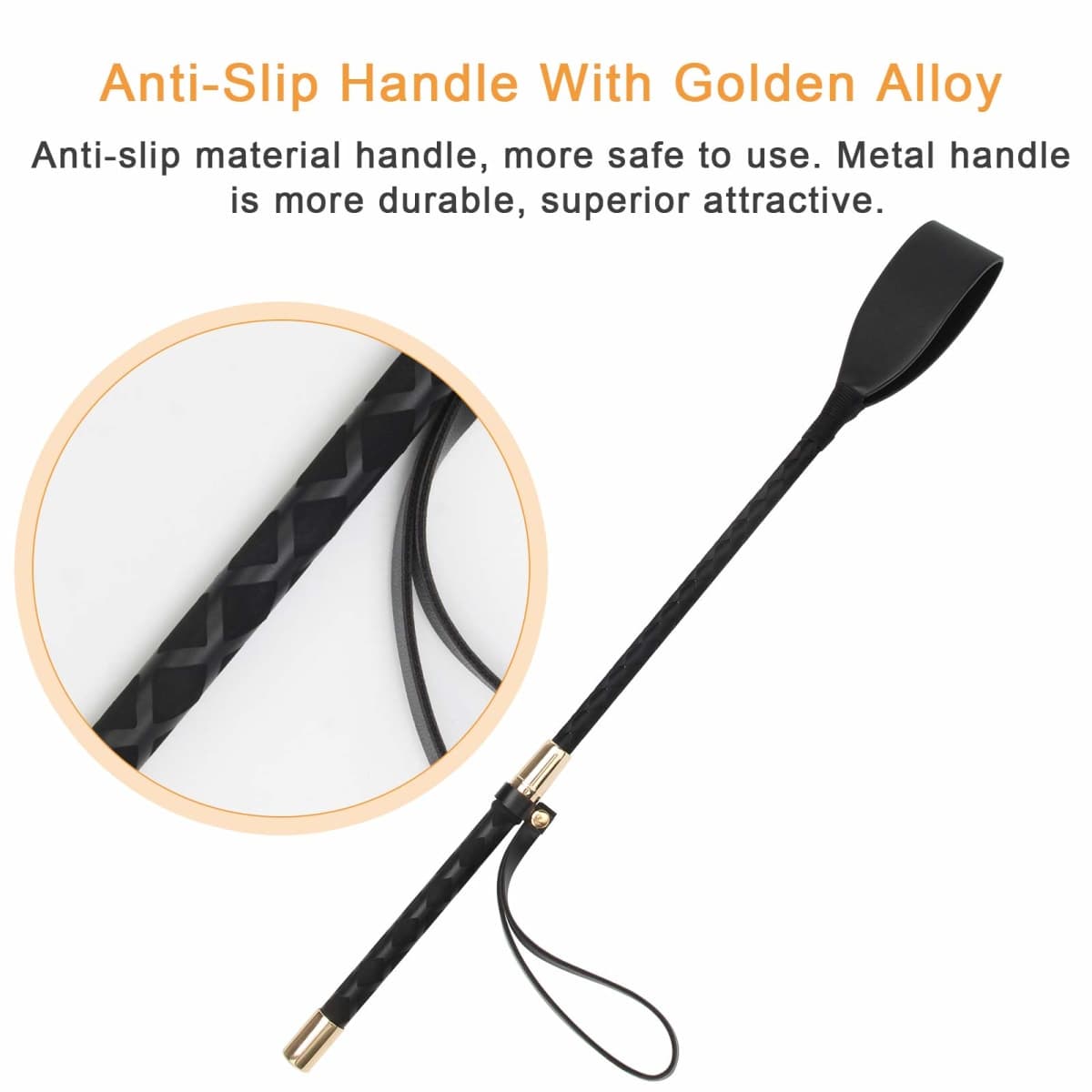 Coolrunner Riding Crop for Horse, 18 Inch Horse Whip with PU Leather Equestrianism Horse Crop Double Slapper Horse Whip Black Crops for Horses (Black) thumbnail 2
