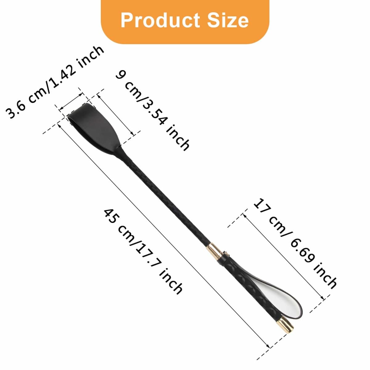 Coolrunner Riding Crop for Horse, 18 Inch Horse Whip with PU Leather Equestrianism Horse Crop Double Slapper Horse Whip Black Crops for Horses (Black) thumbnail 3
