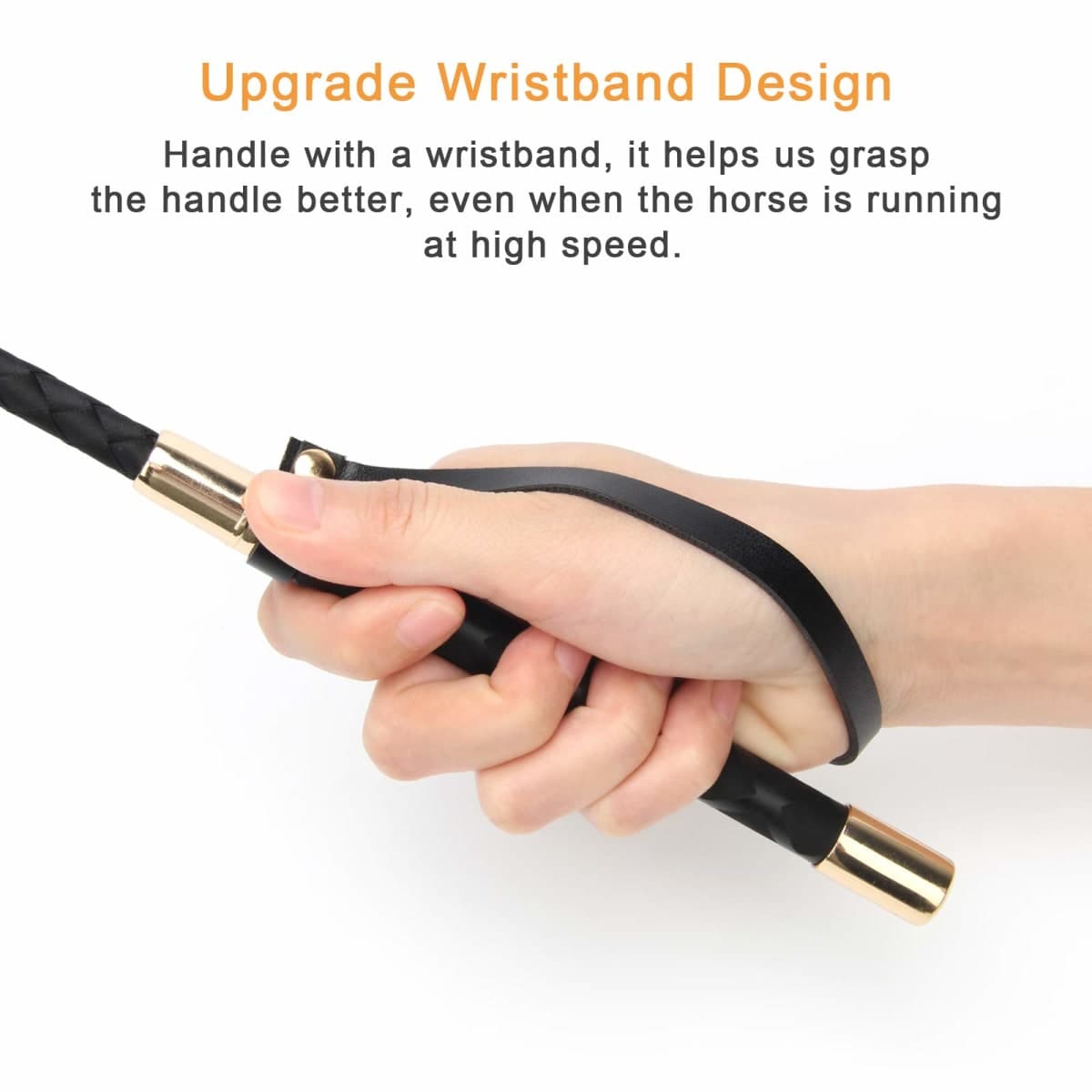 Coolrunner Riding Crop for Horse, 18 Inch Horse Whip with PU Leather Equestrianism Horse Crop Double Slapper Horse Whip Black Crops for Horses (Black) thumbnail 4