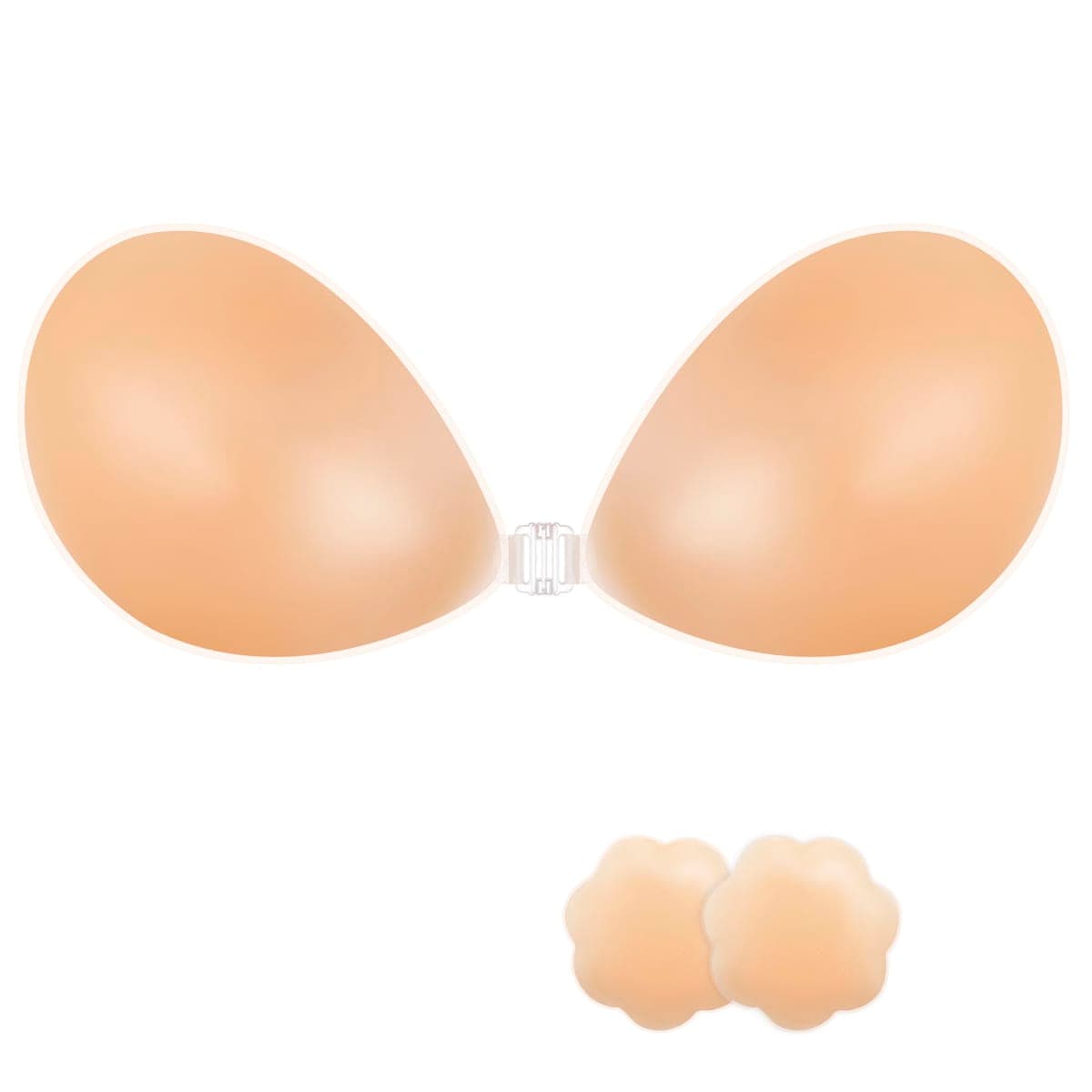 NONIO Adhesive Bra Strapless Sticky Invisible Push up Reusable Silicone Bra The Best Off Backless Viscous Bra for Women Nude