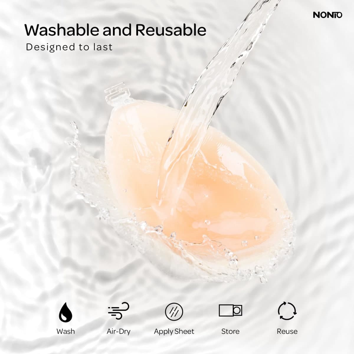 NONIO Adhesive Bra Strapless Sticky Invisible Push up Reusable Silicone Bra The Best Off Backless Viscous Bra for Women Nude thumbnail 5