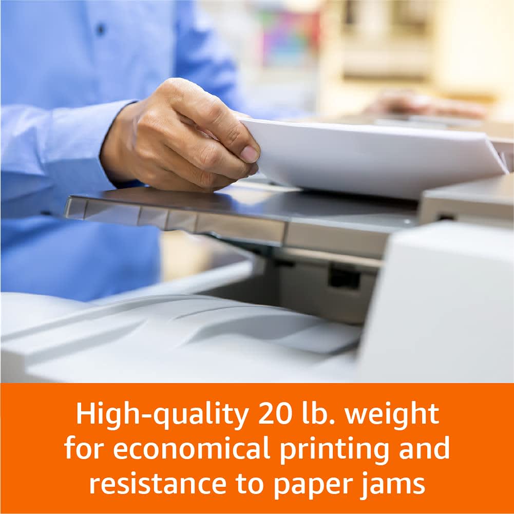 Amazon Basics Multipurpose Copy Printer Paper, 21.6 x 27.9cm, 9.07kg, 1 Ream, (500 Sheets), 92 Bright, White thumbnail 5