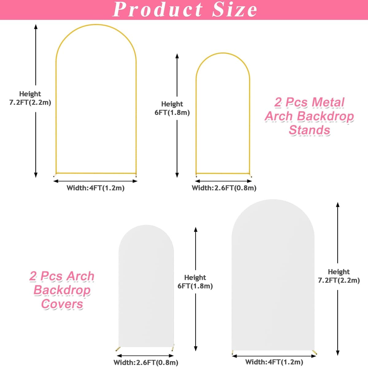 Putros Arch Backdrop Stand and Cover Set of 2, Arch Stand with Beige Cover thumbnail 2