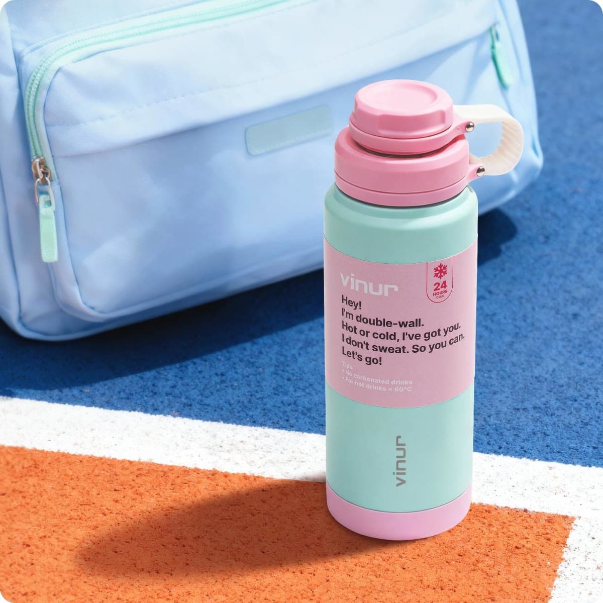 Vinur 18 oz Insulated Water Bottle-Stainless Steel Vacuum Sports Water Flask for Kids School, Reusable Metal Water Bottle with Leakproof Cap for Travel Boys Girls, Teal thumbnail 2