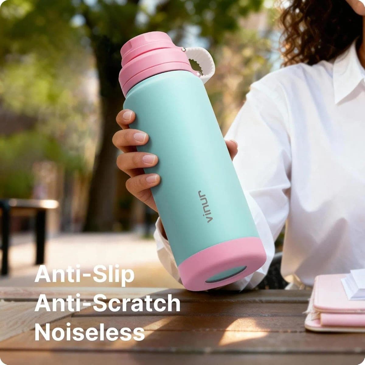 Vinur 18 oz Insulated Water Bottle-Stainless Steel Vacuum Sports Water Flask for Kids School, Reusable Metal Water Bottle with Leakproof Cap for Travel Boys Girls, Teal thumbnail 5