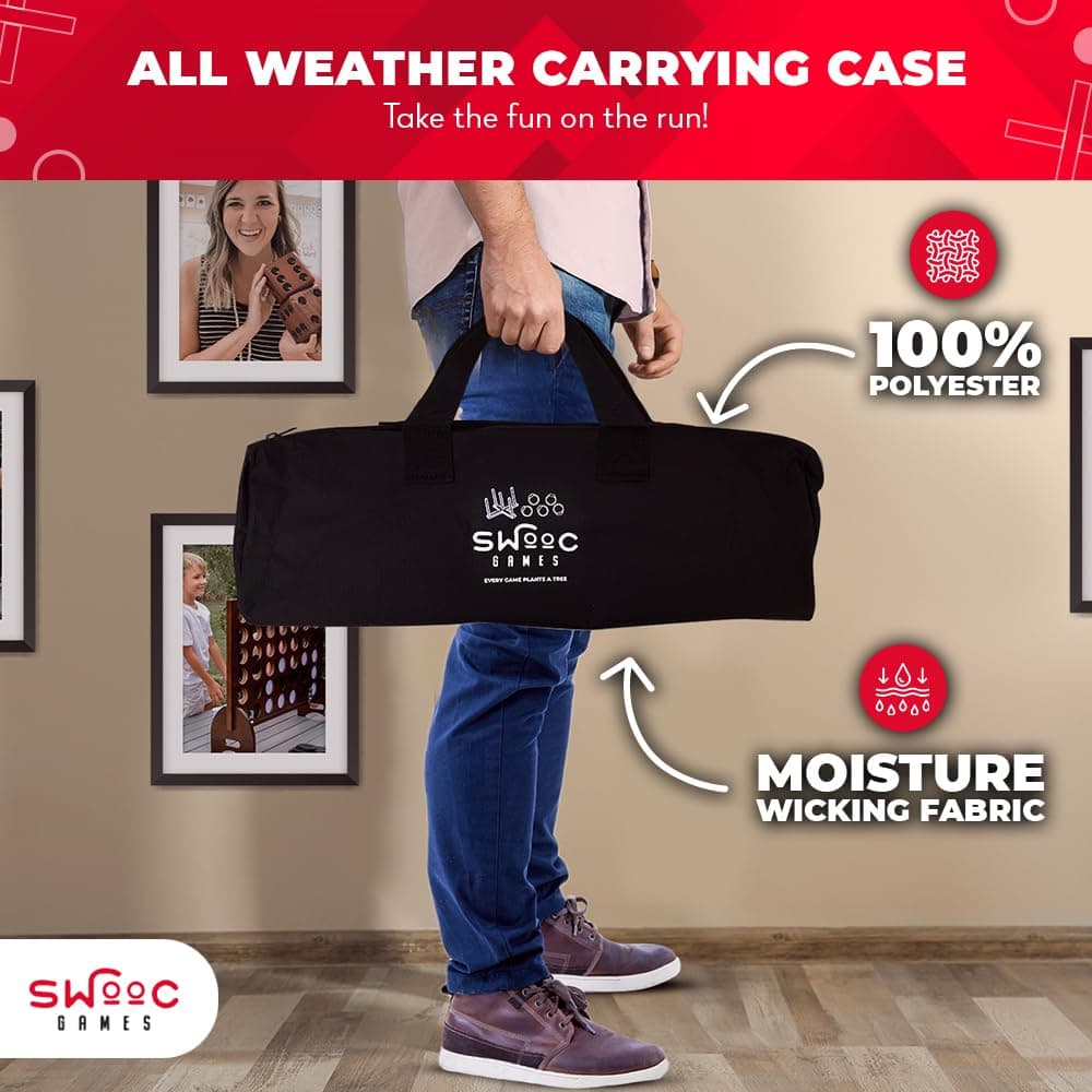 Swooc Games - Premium Rustic Ring Toss Game (All Weather) - Easy Setup & Extra Games Included - Outdoor Ring Toss Game for Adults and Kids - Yard Activity For Adults - Oversized Lawn Activity Rope Set thumbnail 5