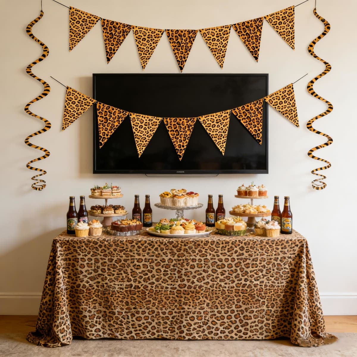 Cheetah Print Birthday Party Decorations,Leopard Pennant Triangle Banners for Girl Women Wild Theme Birthday Bachelorette Party Decor Sulpplies thumbnail 2