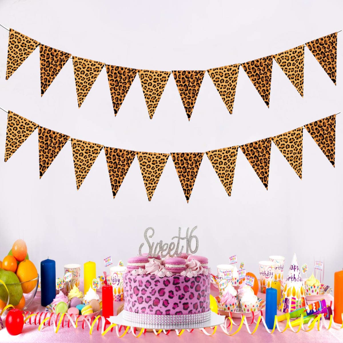 Cheetah Print Birthday Party Decorations,Leopard Pennant Triangle Banners for Girl Women Wild Theme Birthday Bachelorette Party Decor Sulpplies thumbnail 4