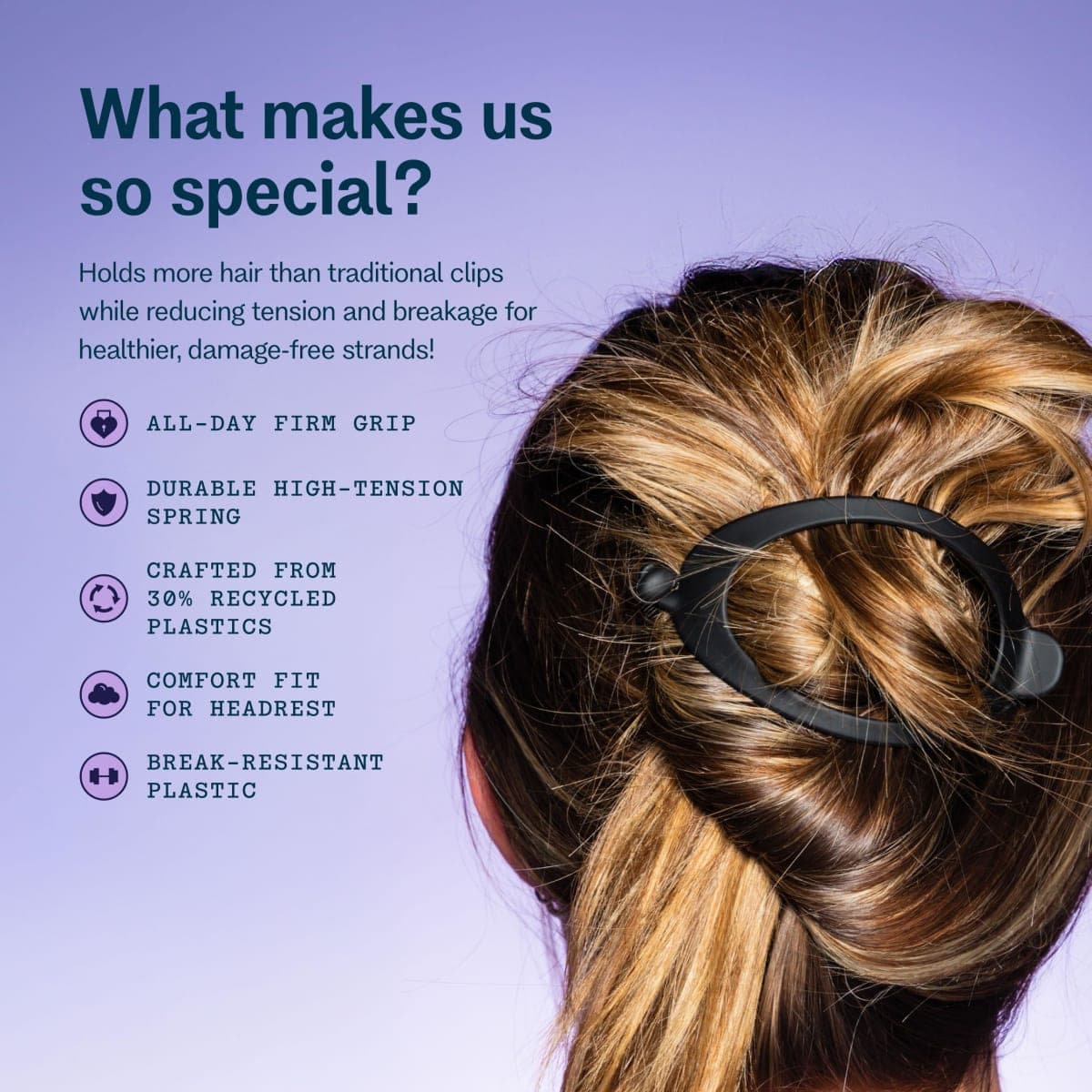 Gimme Beauty Curved Comfort Fit Clip - Curved Comfort Design for Headrest - Lightweight & Strong Break-Resistant Clips for All Hair Types - Aesthetic Non-Slip Accessory for Thick Hair - 1 Pack Black thumbnail 3