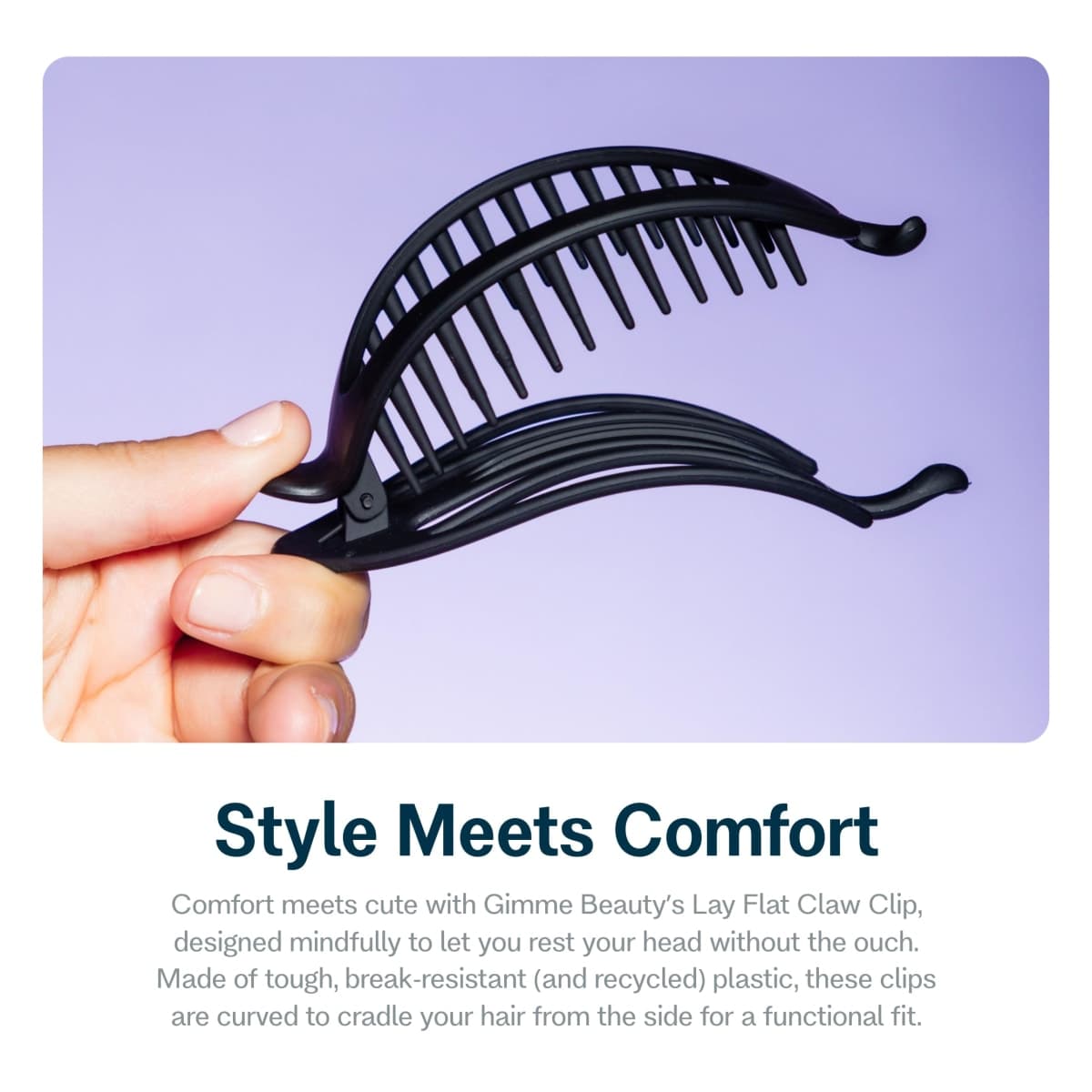 Gimme Beauty Curved Comfort Fit Clip - Curved Comfort Design for Headrest - Lightweight & Strong Break-Resistant Clips for All Hair Types - Aesthetic Non-Slip Accessory for Thick Hair - 1 Pack Black thumbnail 4