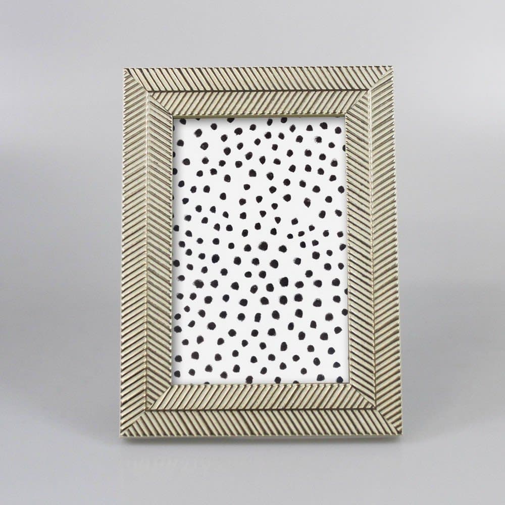 4" x 6" Herringbone Tabletop Frame Gold/White - Threshold™: Modern Style, Easel Back, Glass — image 1
